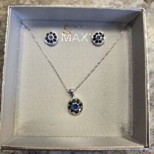 Silver and Blue Necklace And S Set